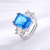 Anillo de topacio azul cielo con zafiro de alta calidad, estilo retro, para mujer, elegante, con apertura, de celebridad de Internet, 2024