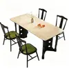 Mesa de Jantar Retangular de Ardósia e Madeira Maciça Vintage Preta Estilo Francês, Mesa Quadrada Estilo Meio do Século, Mesa de Jantar, Mesa de Restaurante Mona, Uso Doméstico
