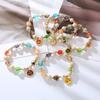 Nuevo Estilo Antiguo Color Dorado Foil Gris Fragante Cerámica de Vidrio Pulsera Retro Linda Versátil Cinco Caminos Dios de la Riqueza Pulsera Accesorios