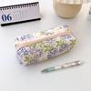 Ins Fresh and Cute Quilted Cotton Floral Pencil Bolsa Cosméticos de mão de alto valor de beleza Bolsa de armazenamento de artigos de papelaria para estudantes de grande capacidade