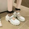 2025 Novo Outono Sapatos Pequenos de Couro com Sola Grossa Estilo Francês Britânico Mocassins Sapatos que Aumentam a Altura para Mulheres Sapatos Mary Jane para Mulheres