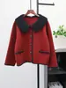 Cardigan de Lã Dupla Face Tricotado com Gola Removível 2025 Outono e Inverno Novo Estilo Coreano Solto Casual Versátil Jaqueta Suéter para Mulheres