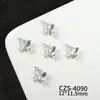 Acessórios de unha populares estilo francês em prata, acessórios de unha de alta qualidade versáteis de luxo leve com coração e borboleta vazados adornados com diamantes