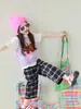 Pantalones Casuales Rectos de Lana a Cuadros Estilo Coreano para Niñas 2024 Otoño Nuevo Estilo Moda Versátil de Pierna Ancha para Niños Bebé
