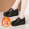 Zapatos de Madre de Mediana Edad y Anciana Zapatos Planos para Mujer Fondo Plano 2025 Otoño e Invierno Nuevo Plataforma Impermeable de Suela Gruesa Punta Redonda Talla Grande Tacón Medio Zapatos Planos de Boca Profunda