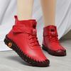 Sapatos Populares Femininos Transfronteiriços Mais Veludo Quente Cano Alto Sapatos de Algodão Inverno Salto Alto Costurado Sola Macia Sapatos Casuais Planos para Mães