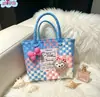 Cesta de Palha Tecida em Plástico Colorido Dopamina, Cesta de Piquenique Infantil Fofa, Bolsa de Mão para Presente de Lua Cheia de Casamento