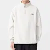 Sudadera de media cremallera con cuello alto para hombre y mujer, Otoño, Invierno, Sencilla, Casual, Estampado de letras, Top de pareja, Estilo regular y versión con forro polar