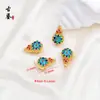 Cabaça Tradicional de Esmalte Cloisonné com Design de Cabeça de Buda de Três Faces, Acessório DIY para Contas de Pulseira de Estrela e Lua