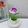 Maceta Grande de Flor Rosa Tejida Acabada Planta Ramo Hecho a Mano Adorno Decoración de Coche Regalo Día del Maestro Tejido al por Mayor