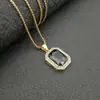 Explosões Transfronteiriças Europeias e Americanas Hip-hop HIPHOP Joias Aço Titânio Banhado a Ouro Diamante Pingente Retangular de Pedra Preciosa