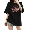 Camiseta Oversize de Manga Corta Estilo Europeo para Mujer, Nueva Tendencia de Verano 2024, Marca Trendy, Cuello Redondo, Corte Holgado, Top de Longitud Media, Tendencia Ins