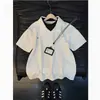 Camiseta Masculina de Verão Estilo Americano, Falsa Duas Peças, Com Tachas, Desconstruída, Polo, Manga Curta, Design Único, Peso Pesado e Estruturada, Manga Meia-Manga