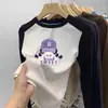 Camiseta de manga larga cálida con bloques de color, cuello redondo, para niños de tamaño mediano a grande, Otoño/Invierno 2026, top básico versátil casual para niñas
