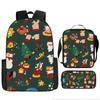 Mochila de Natal Natalina Transfronteiriça Estampada Estudante do Ensino Fundamental Mochila Escolar Pasta Estojo Amazon Daifa