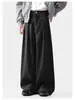 Calças de Vestido Pretas Soltas Estilo Coreano Unissex Versátil Alta Moda Casual Retas Comprimento até o Chão para Roupa Exterior