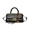 Bolso Cruzado para Mujer, Bolso Pequeño Personalizable con Candado para Mujer, Bolso Cruzado de Hombro Único Portátil Retro Brillante de Gama Alta con Colgante Exquisito para Mujer