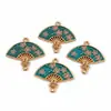 Pingente de leque pequeno requintado estilo antigo DIY para colar pulseira charms acessórios de joias vendas diretas da fábrica lote misto disponível transfronteiriço