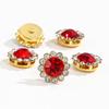 Hebilla de Estrás con Forma de Flor de Cristal Diamante Cosido a Mano Diamante Redondo Flor Placa Garra Diamante DIY Accesorios de Ropa Flor de Diamante Garra de Girasol de Doble Capa