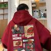 Sudadera con Sudadera de Sombrero Grande Borgoña 500g para Hombre Primavera y Otoño Chaqueta con Capucha Retro Americana Ajuste Holgado Oversize