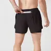Pantalones deportivos para correr dos en uno para hombre con forro, secado rápido, transpirables, anti-exposición, adecuados para correr, fitness y uso casual, alta elasticidad, shorts de tres cuartos