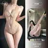 Lencería sexy de Orange Friend, pijama sexy de encaje de una pieza con entrepierna abierta, calientes transparentes con perlas y entrepierna abierta, no es necesario quitar, venta al por mayor 9185