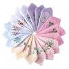 Novo Lenço de Mão Feminino Bordado com Renda Colorida Estilo Japonês Bordado Algodão Penteado 60s Quadrado 28CM Quadrado