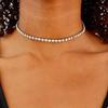 Collar de diamantes de temperamento simple europeo y americano, collar de clavícula, gargantilla de cristal con diamantes desnudos, fabricantes al por mayor