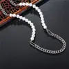 P0669-NK06 moda simples estilo coreano corrente de pérolas corrente cubana clavícula aço titânio colar