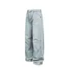 Ouswe Modernos Jeans Azules Lavados y Desgastados Estilo Retro Americano para Hombre Pantalones de Mezclilla Pierna Ancha Primavera Rk251