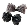 Pinza de plátano con lazo de lunares de organza con perlas, pasador elegante para cola de caballo, pinza grande para recogidos, accesorio para el cabello versátil para mujeres