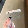 Peine para el Cabello con Moño de Tela de Lunares para Mujer, Peine Metálico Simple y Antideslizante para Niñas, Adecuado para Fijar el Flequillo y Sujetar el Cabello Suelto