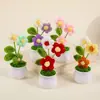 Ramo tejido a mano producto terminado, maceta tipo puff, decoración del hogar, flores artificiales tejidas, ganchillo de hilo, regalo para el Día del Maestro