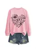 Amazon eBay sitio independiente casual de moda personalizada para mujer estampado de corazón otoño e invierno nuevo sudadera de cuello redondo de manga larga