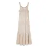 Vestido camisola de estilo rústico francés con estampado floral, escote cuadrado en U, tirantes de hombro con volantes, cintura alta plisada y dobladillo con volantes, largo midi.