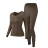 Capa base de belleza ultrafina Ropa interior térmica para mujer Ropa de otoño Conjunto de pantalones de otoño Capa base invisible sin costuras que genera calor Invierno