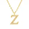 Comercio Exterior Transfronterizo Más Vendido Collar con Colgante de Alfabeto de 26 Letras Incrustado de Diamantes para Mujer Cadena para Clavícula de Acero de Titanio Dorado de 18 Quilates Venta al por Mayor de Fábrica