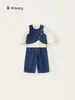 Roupa infantil Bangxuan, conjunto para meninas, nova coleção de outono, conjunto de três peças de jeans estiloso estilo coreano para meninas pequenas e crianças maiores
