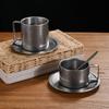 Taza de Café de Acero Inoxidable 304 Estilo Europeo Retro Taza Vieja Mate Taza de Té con Leche Taza Doble Pared Anti-quemaduras Juego con Platillo