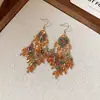 Brincos de Agulha Prata com Franjas de Cristal Cravejadas de Diamantes, Estilo Étnico, Estética de Nicho, Luxo Leve, Sensação de Alto Padrão, Artesanato Elaborado, Brincos Exagerados