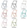 Mesa Redonda Pequeña Sólida de Acero Inoxidable Estilo Industrial Silla Transparente Plegable Celebridad de Internet Tienda de Té con Leche Cubierta Combinación de Mesa y Silla para Cafetería