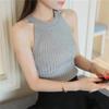 Chaleco sin mangas ajustado de estilo coreano para mujer, suéter básico de camisola con hombros descubiertos, novedad de verano