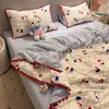 Juego de cuatro piezas de algodón puro INS modelo nuevo 2026 funda de edredón de gasa de doble capa 100% algodón, sábana, juego de ropa de cama de tres piezas para dormitorio de estudiante