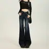 Jeans Americanos Azul Grisáceo Micro-Campana Primavera/Verano Nuevos Sueltos Adelgazantes No Ceñidos a las Piernas Pierna Ancha Caída Pantalones de Campana