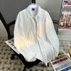 Camisa de manga comprida de seda de gelo listrada fina de verão estilo japonês masculino na moda marca design de botão oculto para todos os jogos jaqueta de camisa casual