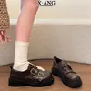 Mocassins de Couro Genuíno com Solado Grosso Feminino 2026 Outono/Inverno Nova Chegada Fivela Estilo College JK Sapatos Pequenos de Couro Flats Mary Janes