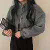 Abrigo de lana casual holgado de longitud corta, estilo coreano, de cuello alto, moderno y genial, para otoño e invierno, de nicho, para mujer