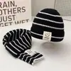 Conjunto de Dos Piezas de Gorro y Bufanda para Niños Ins Coreano Rayas Tejido Pulóver Gorro Otoño e Invierno 2023 Nuevo Conjunto de Bufanda