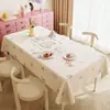 Toalha de Mesa Desenho Animado, Sem Lavagem, Impermeável, À Prova de Óleo, Resistente ao Calor, Estilo Dopamina Creme, Toalha de Mesa Retangular, Protetor de Mesa, Chá