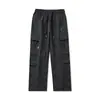 Ropa de Hombre Feng She / Primavera y Otoño Nuevo Retro Americano Pantalones de Trabajo de Hoja Curva para Hombre Modernos Holgados Pierna Recta Pierna Ancha Pantalones Casuales